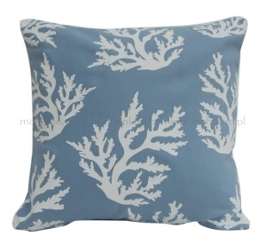 PODUSZKA DEKORACYJNA JASNO BŁĘKITNA Z KORALOWCEM " HAMPTONS " 45 X 45 CM