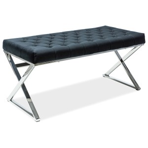 ŁAWECZKA METALOWA SREBRNA SIEDZISKO CZARNY WELUR ” MAKAO ” 100X46X48CM