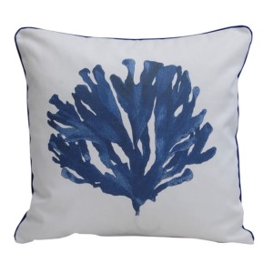 PODUSZKA BAWEŁNIANA OZDOBNA BIAŁA Z KORALOWCEM " SEA SIDE " 45 X 45 CM