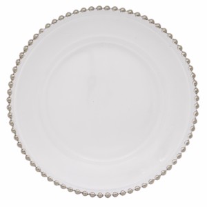 Szklana podstawka pod talerz ” PEARL SILVER ”