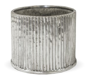 DONICZKA CERAMICZNA SREBRNA PATYNOWANA WALEC LEON 11x12x12cm