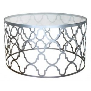 Stolik okrągły metalowy srebrny Marakesh 