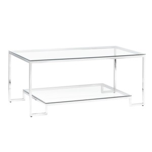 STOLIK KAWOWY METALOWY SREBRNY W STYLU NOWOJORSKIM ” HARPERS” 120 X 60 X 50 CM 