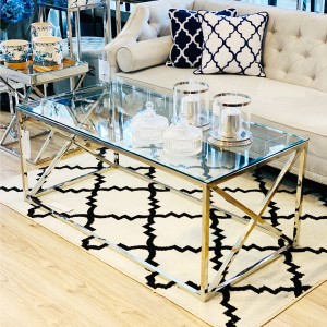 Stolik kawowy metalowy srebrny Montego 120x60x50cm