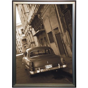 OBRAZ W DREWNIANEJ RAMIE"HAVANA CAR"50X70CM