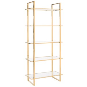 REGAŁ METALOWY ZŁOTY PÓŁKI SZKLANE CLASSIC GOLD 81 x 40 x 185 cm 