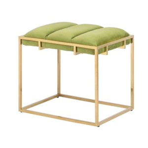 ŁAWECZKA METALOWA ZŁOTA SIEDZISKO OLIWKOWY WELUR ” GATSBY ” 54X42X49CM 