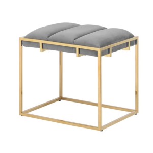 ŁAWECZKA METALOWA ZŁOTA SIEDZISKO JASNO SZARY WELUR GATSBY 54X42X49CM  