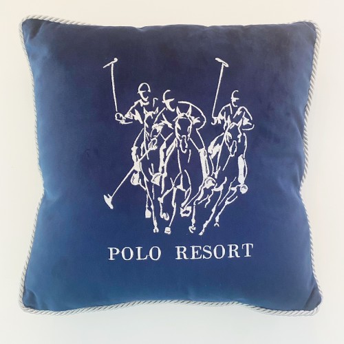Poduszka welurowa haftowana Polo Resort Navy Wybierz rozmiar