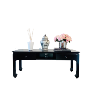 SZAFKA SMUKŁA RTV DREWNIANA LAKIEROWANA CZARNA DWIE SZUFLADY  OPIUM 