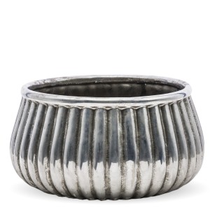 Doniczka ceramiczna srebrna Leonora 12,5x22x22cm