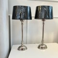 Lampa stołowa srebrna metalowa Hamburg 7x10x36cm