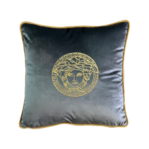 Poduszka welurowa srebrno szara haftowana Meduza Wybierz rozmiar