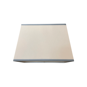 Abażur trapez biały z niebieską lamówką 22x25x18cm