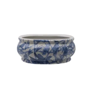 Doniczka misa ceramiczna owalna Blue Parrots 