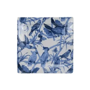 Talerz ceramiczny kawadratowy Blue Parrots XL