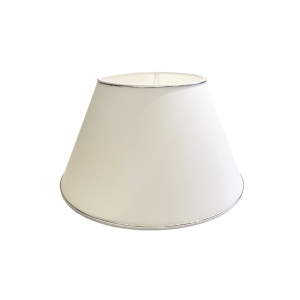 Abażur bawełna biały lamówka srebrna Ricardo 27cm