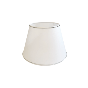 Abażur bawełna biały lamówka srebrna stożek Ricardo 21cm