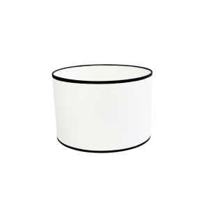Abażur bawełniany walec biały lamówka czarna Classic 20cm