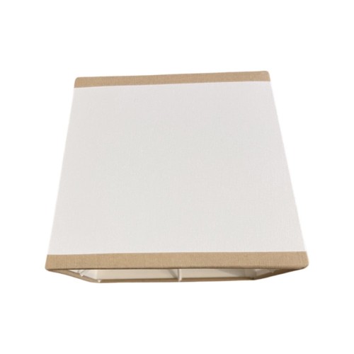 Abażur kwadrat biały lamówka beż Classic 12x14x13cm 