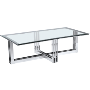 Stolik kawowy srebrny szklany Baltimore 130x70x40cm
