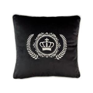 Poduszka welurowa haft korona srebrna