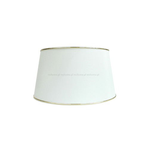 Abażur bawełniany stożek biały lamówka złota Glam 18cm