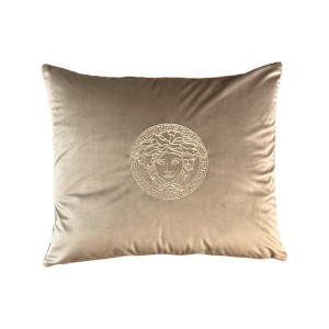 Poduszka welurowa jasno beżowa haftowana Meduza Wybierz rozmiar