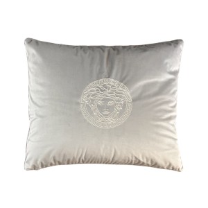 Poduszka welurowa jasno szara haftowana Meduza Wybierz rozmiar