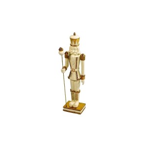 Figurka dziadek do orzechów biało złoty Wersal h50cm