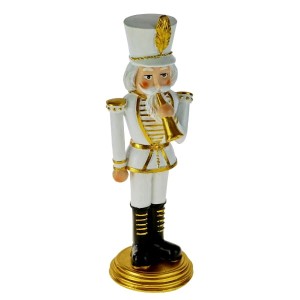 Figurka dziadek do orzechów biało złoty h31cm