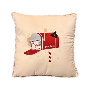 Poduszka welurowa kremowa Santa Box 45x45cm 