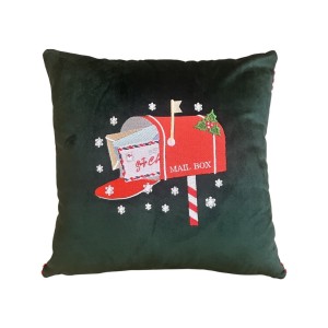 Poduszka welurowa zielona Santa Box 45x45cm 