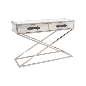 Konsola metalowa srebrno-biała Voyage 120x40x95cm