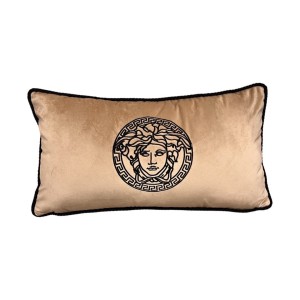 Poduszka welurowa beżowa haft czarny Meduza Wybierz rozmiar  