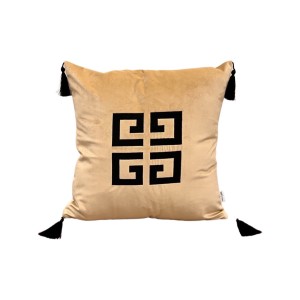 Poduszka welurowa beżowa haft czarny EMBROIDERY NO3 Wybierz rozmiar  