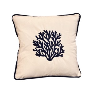 Poduszka welurowa biała haftowana Coral Wybierz rozmiar  