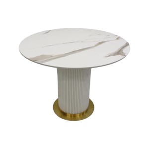 Stół okrągły złoty blat spiek kwarcowy Primavera 