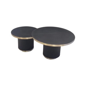 Stolik kawowy czarny metalowy blat kwarc Bocaro 