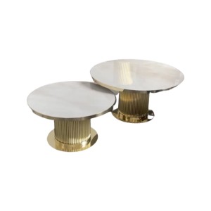 Stolik kawowy złoty metalowy blat kwarc Bocaro no2 