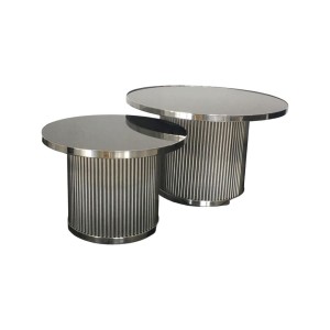 Stolik kawowy srebrny metalowy blat kwarc Bocaro  