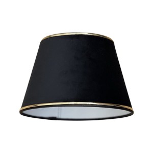 Abażur welurowy stożek czarny lamówka złota Roland 14cm
