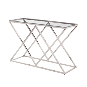 Konsola metalowa srebrna Zegna Silver 120x40x78cm