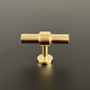 Uchwyt meblowy złoty T-bar mosiądz polerowany Modern Classic 60 mm