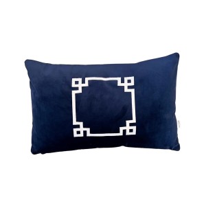Poduszka welurowa granatowa haftowana Hampton Elegance prostokąt 