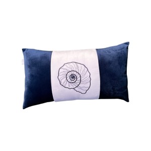 Poduszka welurowa granatowo biała haftowana Marina Bay Muszla prostokąt 