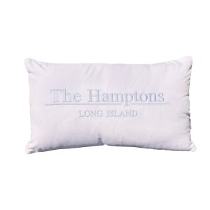 Poduszka welurowa biała haftowana Marina Bay Hampton prostokąt 