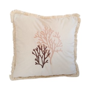 Poduszka welurowa kremowa haftowana Hampton Coral Wybierz rozmiar 