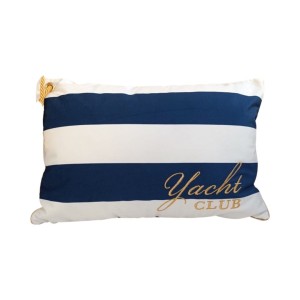 Poduszka welurowa pasy granatowe haftowana Yacht Club no2  prostokąt