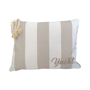 Poduszka welurowa pasy szare haftowana Yacht Club no2  prostokąt 
